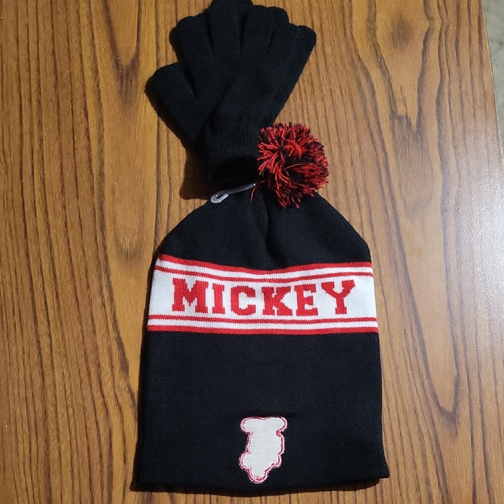 Kids Mickey Beanie Hat and Gloves Set